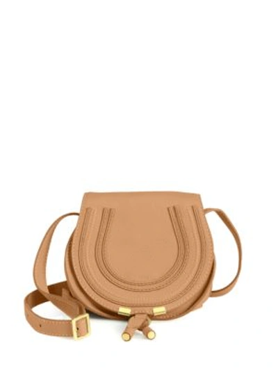 Chloé Small Marcie Leather Saddle Bag In Nut
