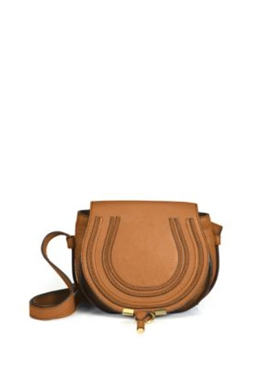 Chloé Small Marcie Leather Saddle Bag In Tan