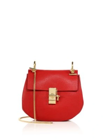Chloé Women's Small Drew Leather Saddle Bag In Red