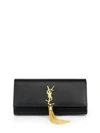 SAINT LAURENT CASSANDRA TASSEL LEATHER CLUTCH,0413692890772