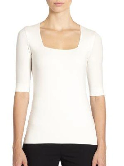 Akris Punto Women's Elements Jersey Square Neck Top In Off White