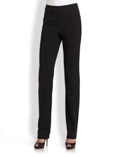 St John St. John Collection Diana Straight Leg Crepe Marocain Pants In Black