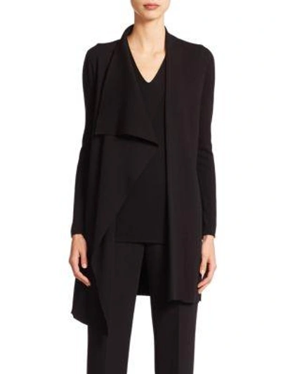 Akris Architecture Collection Long Wool Cardigan In Black