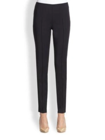 Akris Melissa Stretch Cotton-blend Slim-leg Trousers In Black