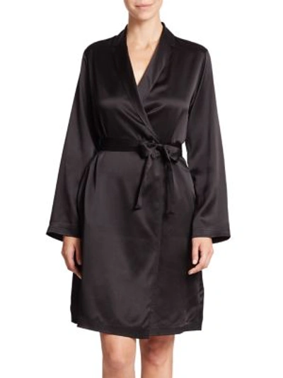 La Perla Belted Silk Dressing Gown In Schwarz