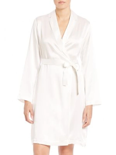 La Perla Silk Long-sleeve Short Robe In White