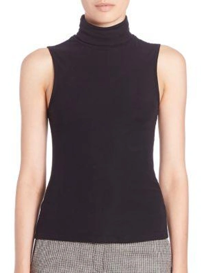 Theory Wendel Stretch-jersey Turtleneck Top In Black