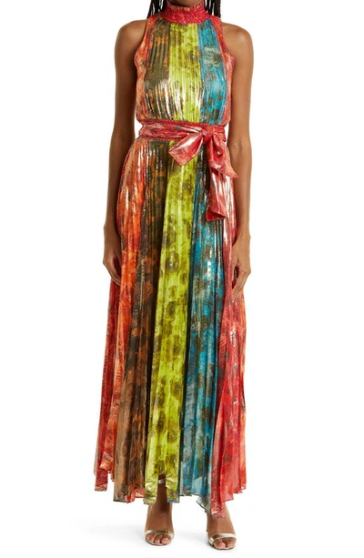 Alice And Olivia Mertie Silk-blend Maxi Dress In Multi