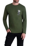 Karl Lagerfeld Small Kocktail Karl Long Sleeve Graphic Tee In Forest