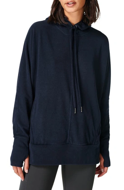 Sweaty Betty Liberate Luxe Fleece Hoodie In Navy Blue