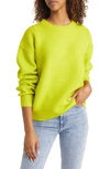 Topshop Knit Exposed Seam Sweater In Acid Lime-green