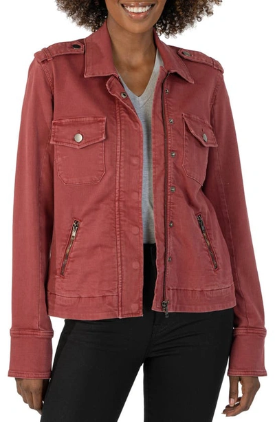 Kut From The Kloth Amanda Boxy Jacket - Front Flap Pockets In Bordeaux