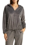 Barefoot Dreams Drop-shoulder Drawstring Hoodie In Carbon