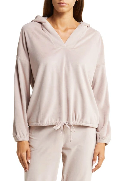 Barefoot Dreams Drop-shoulder Drawstring Hoodie In Faded Rose