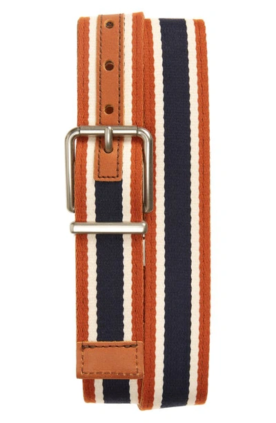 Shinola Reversible Webbing Leather Belt In Stripe