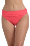 La Blanca Linea Ruched Hipster Bikini Bottoms In Coral Sun