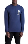 Karl Lagerfeld Small Kocktail Karl Long Sleeve Graphic Tee In Navy