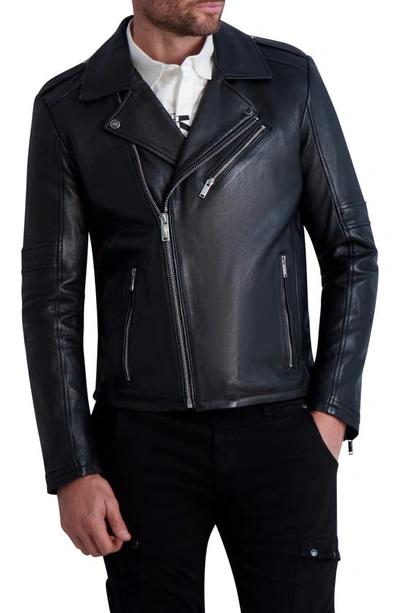 Karl Lagerfeld Asymmetric Moto Jacket In Black