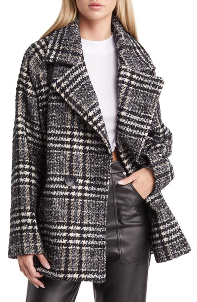 Sam Edelman Mixed Plaid Double Breasted Coat In Wedge Plaid