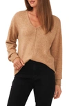 Vince Camuto V Neck Cozy Sweater In Taupe