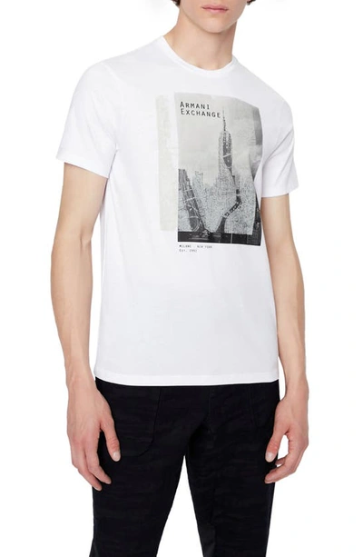 Armani Exchange Manhattan Map Graphic Tee In Solid White