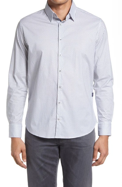 Stone Rose Neat Stretch Button-up Shirt In Grey
