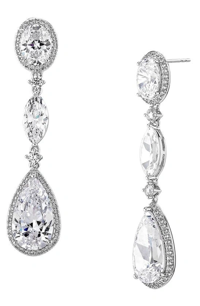 Nadri Oval Drop Earrings In Rhodium