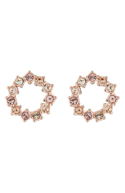 Ted Baker Cresina Crystal Hoop Stud Earrings In Rose Gold Pink Crystal