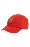Rag & Bone Addison Varsity Recycled Wool Blend Baseball Cap In Red