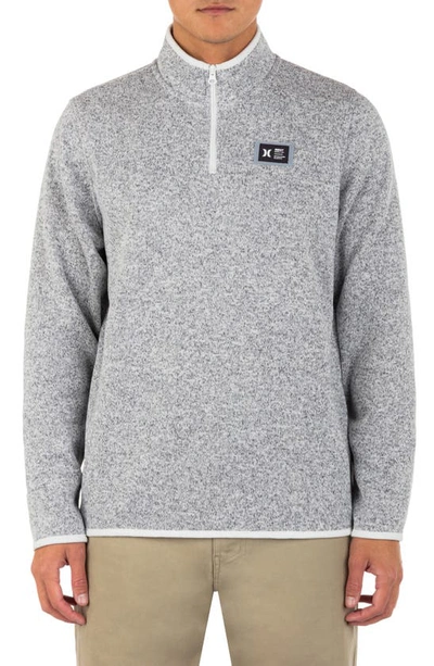 Hurley Mesa Ridgeline Quarter Zip Fleece Sweatshirt In Grey/ White