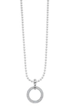 Lagos Caviar Spark Diamond Large Circle Pendant Necklace In Silver