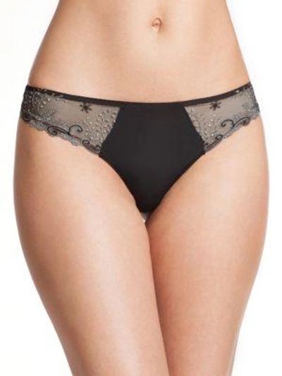 Simone Perele Delice Lace Mesh Thong In Moonlight