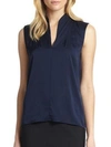 Elie Tahari Judith Sleeveless Silk Blouse In Navy Yard