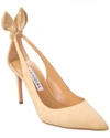 Aquazzura Bow Tie 105 Mesh & Suede Pump In Beige