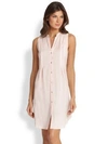 Hanro Cotton Deluxe Button-front Tank Gown In Pink