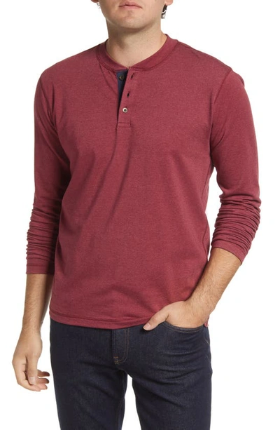 Vintage 1946 Cotton Blend Jersey Henley In Ox Blood Heather