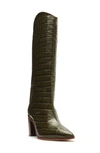 Schutz Maryana Block Pointed Toe Knee High Boot In Military Green