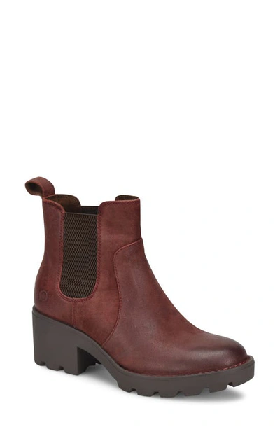 Brn Graci Chelsea Boot In Dk Red Distressed