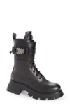 Dkny Bart Womens Faux Leather Lugged Sole Combat & Lace-up Boots In Black