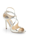 Jimmy Choo Women's Lang Strappy Mirror Leather Sandals In Silver