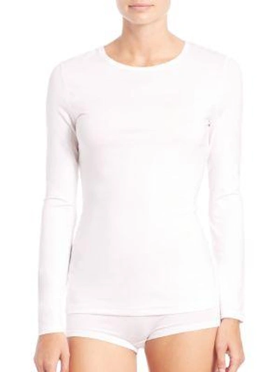 Hanro Women's Cotton Seamless Long-sleeve Top In White