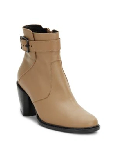 Helmut Lang Zenith Buckled Leather Ankle Boots In Sand