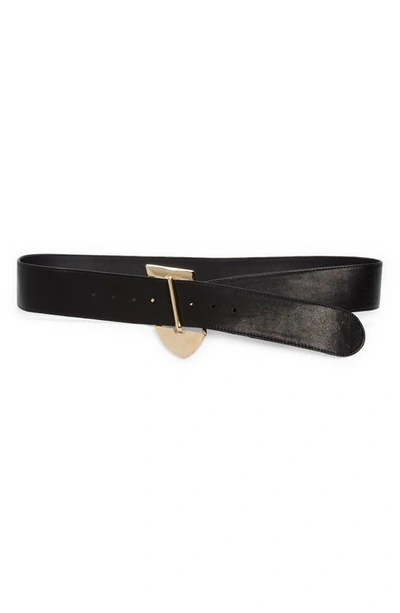Raina Asymmetric Leather Belt In Black