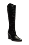 Schutz Maryana Block Pointed Toe Knee High Boot In Black