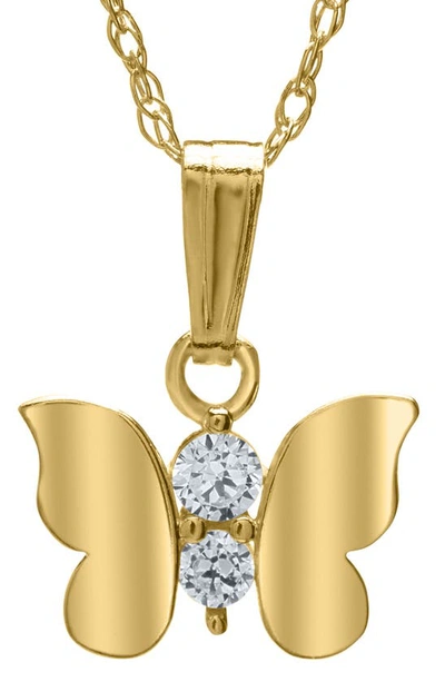 Mignonette Babies' 14k Gold & Cubic Zirconia Butterfly Pendant Necklace