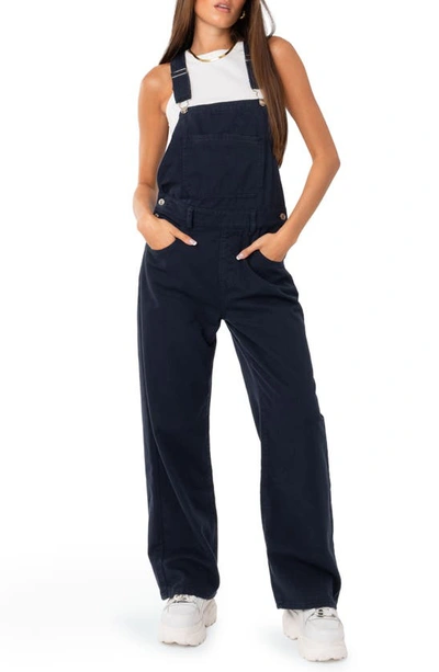 Edikted Sk8ter Wide Leg Denim Overalls In Blue