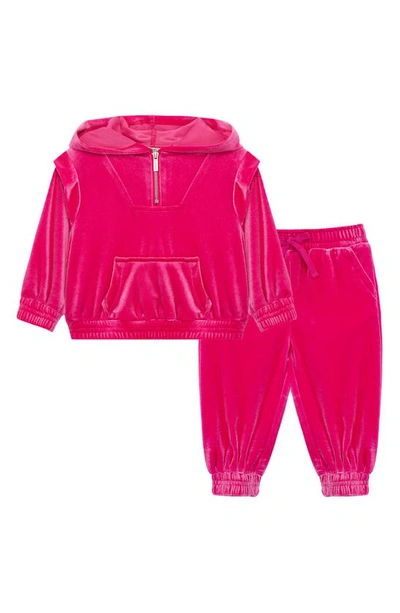 Habitual Babies' Velour Zip Hoodie & Pants Set In Dark Pink
