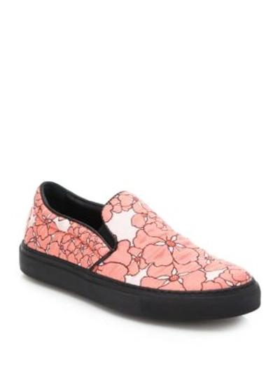 Giamba Floral Print Slip-on Skate Trainers In Pink Multi