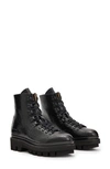 Allsaints Wanda Croc-embossed Leather Lace-up Boots In Black