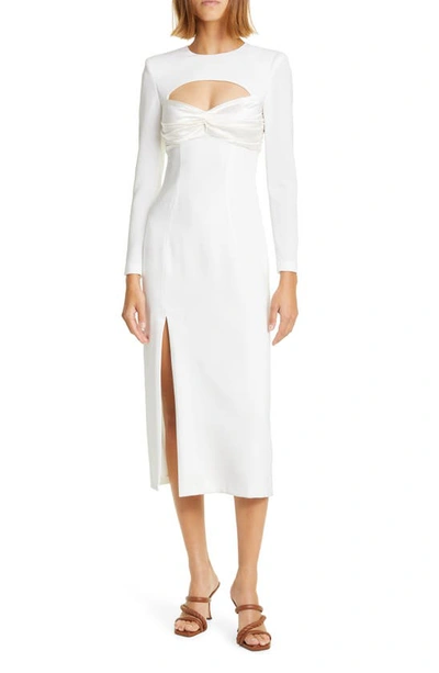 Cinq À Sept Pauline Cutout Long Sleeve Crepe Midi Dress In White